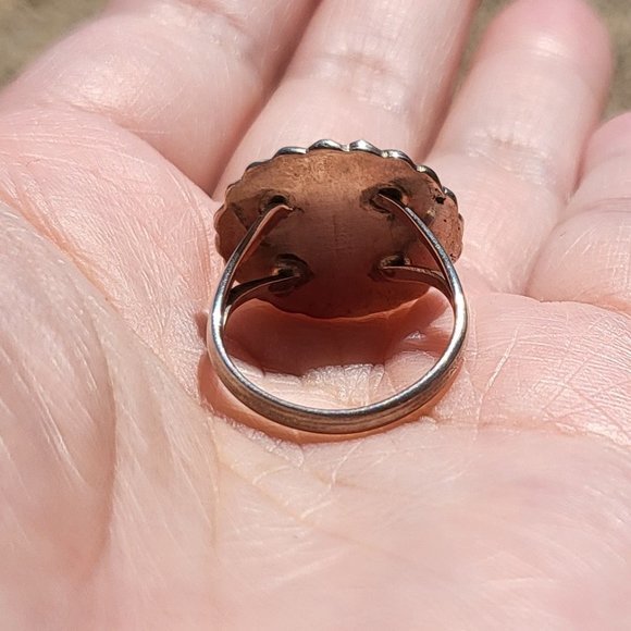 Vintage Navajo Tiger's Eye Concho Style Small Silver‎ Ring Handmade Jewelry - Picture 9 of 9
